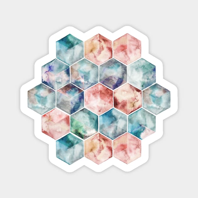 Earth and Sky Hexagon Watercolor Magnet by micklyn