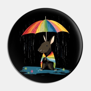 Aardvark Rainy Day With Umbrella Pin