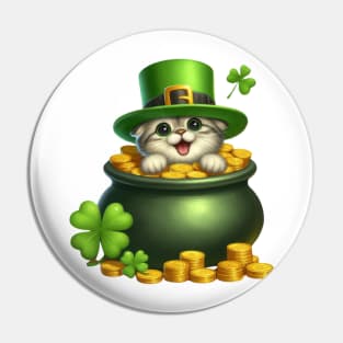 St Patricks Day Scottish Fold Cat Pin