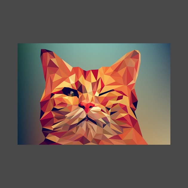 Cute cat in low poly geometric design by Montanescu