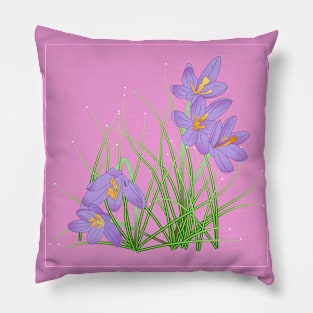 Crocus Flowers on Pink Pillow