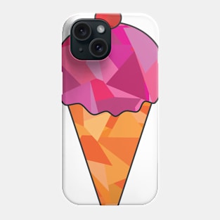 Geometric Ice Cream with Cherry on Top (black outline) Phone Case