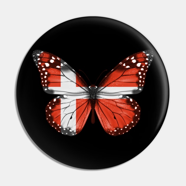 Danish Flag  Butterfly - Gift for Danish From Denmark Pin by Country Flags