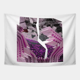 the rose concrete city ecopop urban lanscape collage wallpaper Tapestry