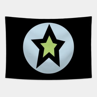 Green Star Light Blue Circle Graphic Tapestry