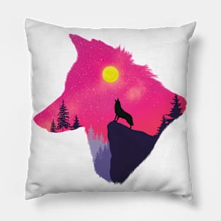 Sunset Wolf Pillow