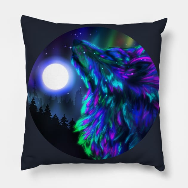 Howling wolf spirit Pillow by AnnArtshock