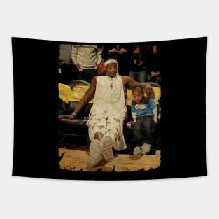 Lebron James and His Son Bronny James Tapestry