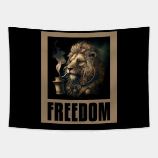 Lion Smoking Pipe Freedom Tapestry