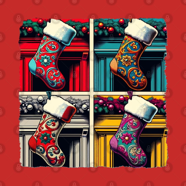Stocking Spectacle: Pop Art’s Yuletide Wonder - Classic Christmas by PawPopArt