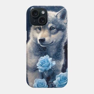 Tamaskan Puppy And Roses Phone Case