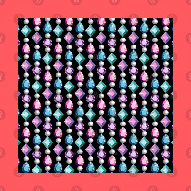 Gems And Pearls Pattern Art by Designoholic