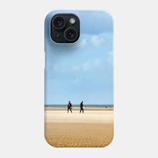 Walking the Dog on the beach near Burnham Overy Staithe, Norfolk, UK Phone Case