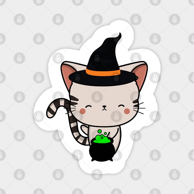 Cute tabby cat is a witch Magnet by Pet Station