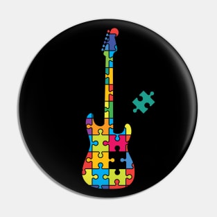 Color Puzzle S-Style Electric Guitar Silhouette Pin