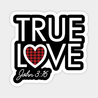 True Love Plaid Heart John 3:16 Christian Valentines Day Magnet