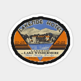 Lakeside Hotel Vintage Luggage Tag Magnet