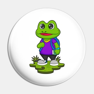 Frog as Hiker with Backpack Pin