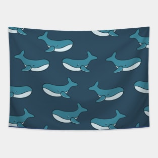 Cute whale in blue ocean Tapestry