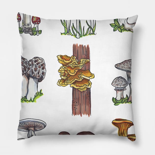 Fungii Pillow by jilliandohertyart