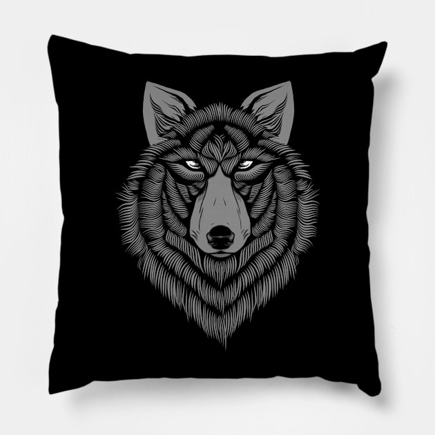 Vlone Wolf (white eyes) Pillow by SmithyJ88