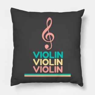 Violin Pink Treble Clef Pillow