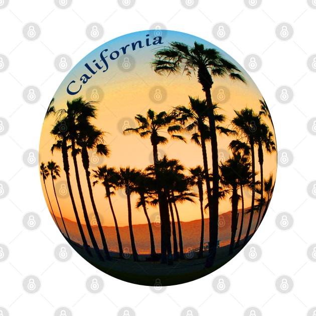 Palm Trees in a Golden Glow sunset sky in Los Angeles California Beach by Star58