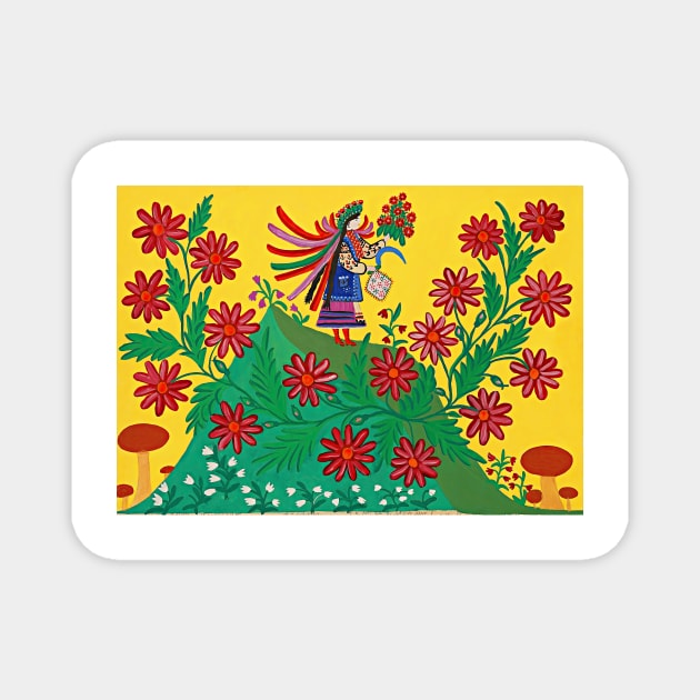 Maria Prymachenko, Glory to Ukraine, 1965, Ukrainian Artist, Ukrainian Folk Art Magnet by ZiggyPrint