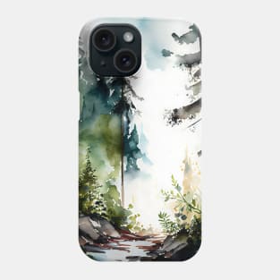 A Loose Watercolor Forest with Creek Phone Case