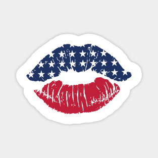 Red White Blue Lips Independence Day Patriotic Family Magnet