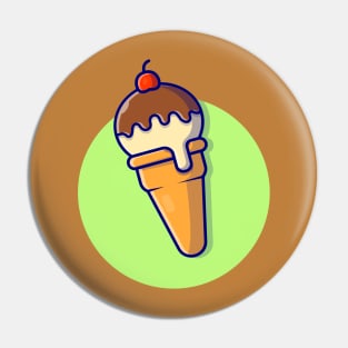 Ice Cream Cone Cartoon Vector Icon Illustration Pin