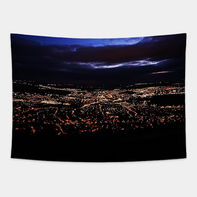 View of city lights from mountain top Tapestry by Kate-P-