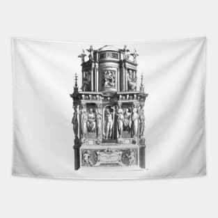 Baroque altar of Christian sculptures Tapestry