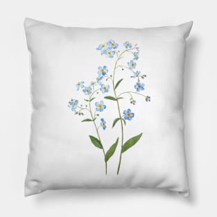 blue forget me not flowers 2021 watercolor Pillow