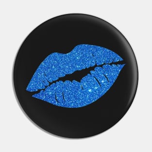 Royal Blue Faux Glitter Lips Pin