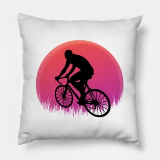 Cycling Retro Vintage Sunset Style Pillow