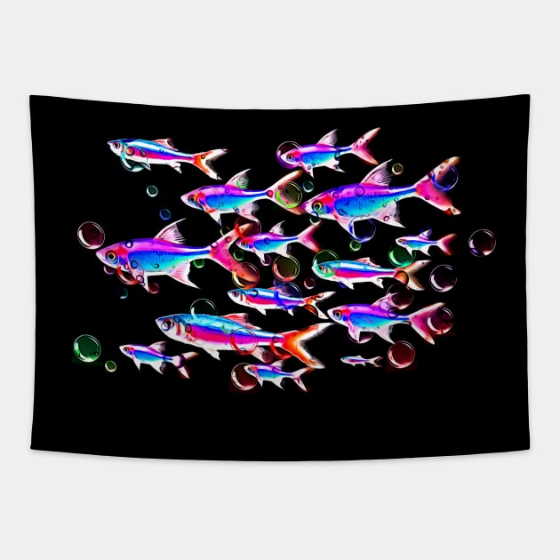 Neon Fish Tapestry by danieljanda