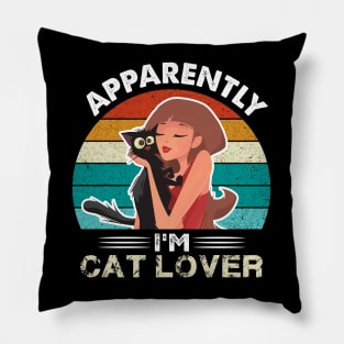 apparently i'm cat lover - cute cartoon cat mom Pillow