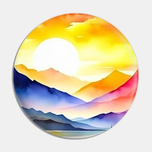 Watercolor Sunset Pin