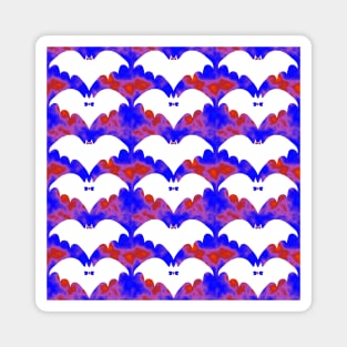 White Bats And Bows Red Blue Magnet