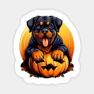 Rottweiler Dog inside Pumpkin #2 Magnet