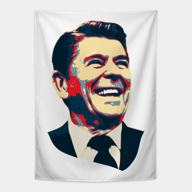 Ronald Reagan Happy Pop Art Tapestry by Nerd_art