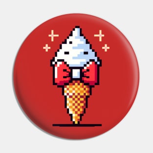 8-Bit Retro Ice Cream Bow Tie - Pixel Dessert Pin