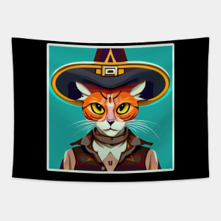 Old West Cowboy Cat Tapestry