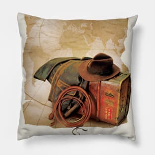 Indiana Jones Map with Props Pillow