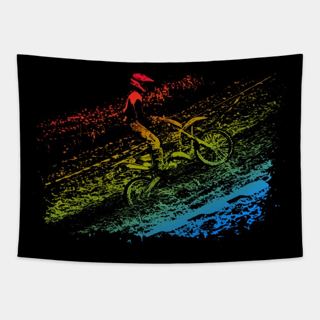 motocross enduro on the hill Tapestry by rickylabellevie