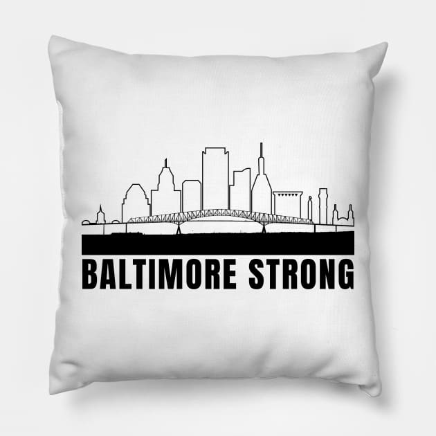 Baltimore Strong - Francis Scott Key Bridge Pillow by artbycoan