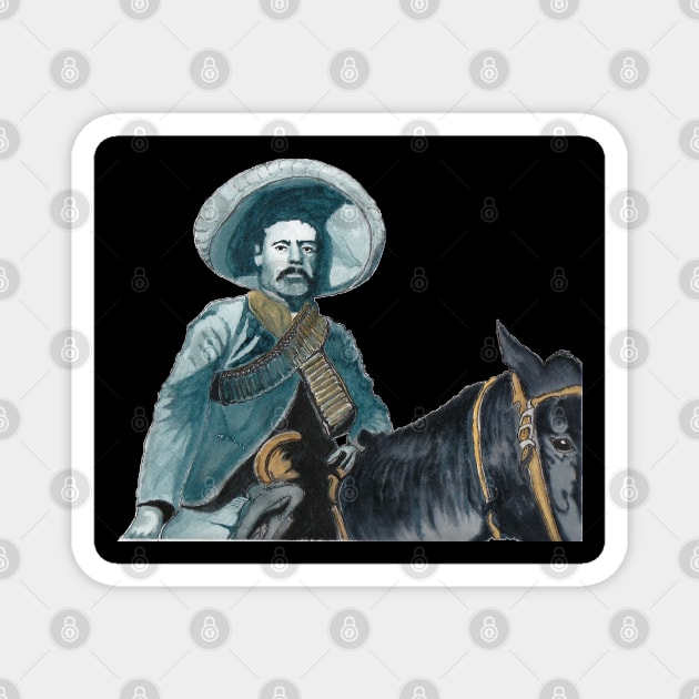 Pancho Villa on his horse Magnet by RedDragon_Watercolors