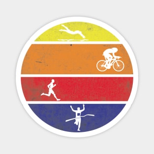 Triathlon Retro / swim / bike / run Magnet