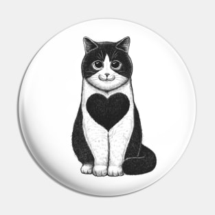 Cat with heart Pin